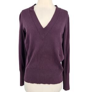 Banana Republic Silk Cotton Cashmere V Neck Sweater Purple
